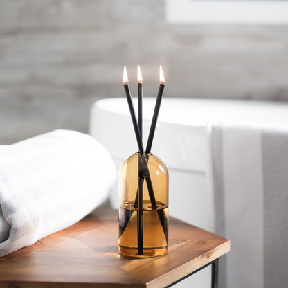 Everlasting Candle Co Wylie Signature Set - Golden Hour Vase & Black Candle Sticks