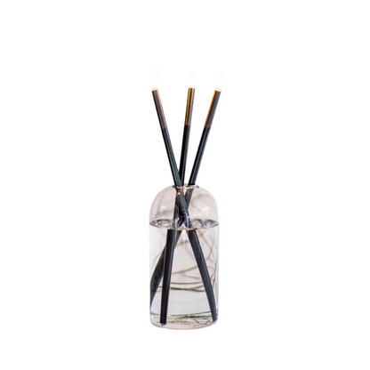 Everlasting Candle Co Wylie Signature Set - Clear Vase & Black Candle Sticks