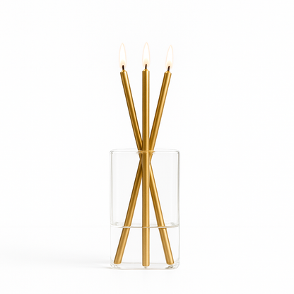 Everlasting Candle Co Jervis Signature Set - Clear Vase & Gold Candle Sticks