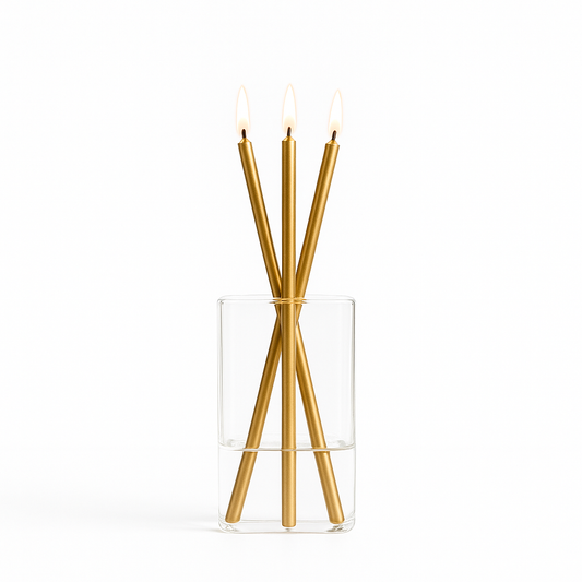 Everlasting Candle Co Jervis Signature Set - Clear Vase & Gold Candle Sticks
