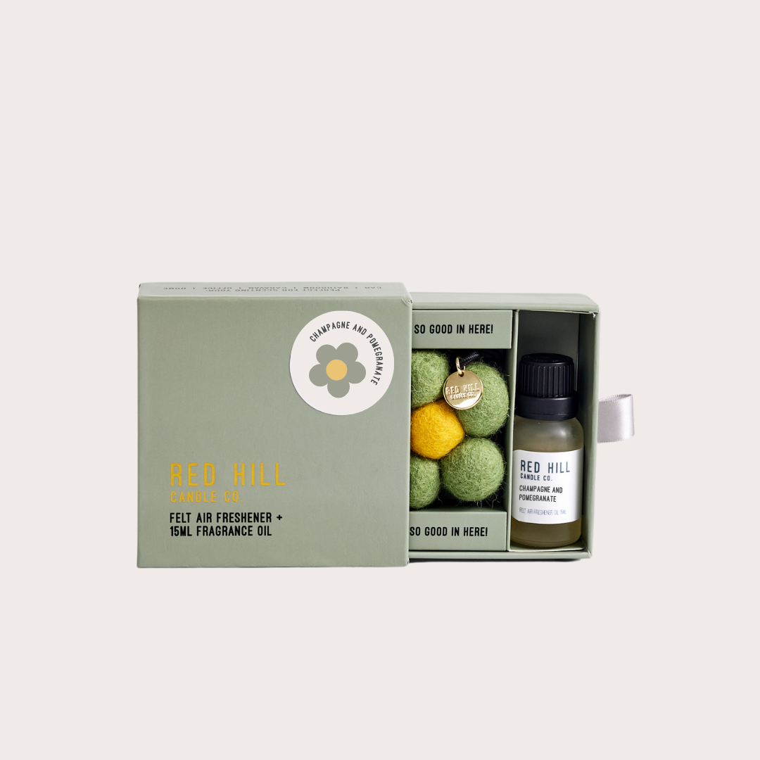 Red Hill Candle Co Champagne & Pomegranate Felt Flower Air Freshener + 15mL Oil additional supplier image 1