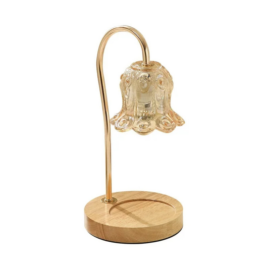 Modern Glass Flower Candle Warmer Lamp with 2 Bulbs
