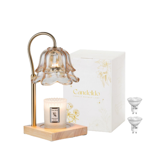 Flower Gold Candle Warmer Lamp with Timer - The Gift Company
