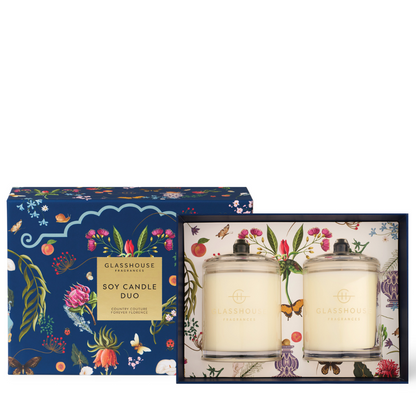 Glasshouse Fragrances Soy Candle Duo Country Couture & Forever Florence 200g x2