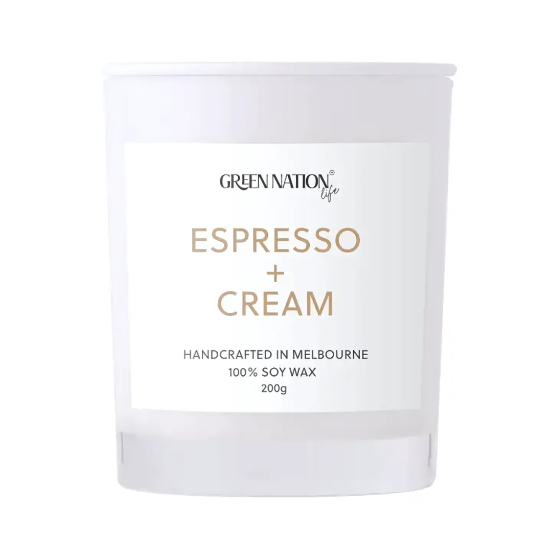 Green Nation Life Soy Wax Candle - Espresso + Cream 200g