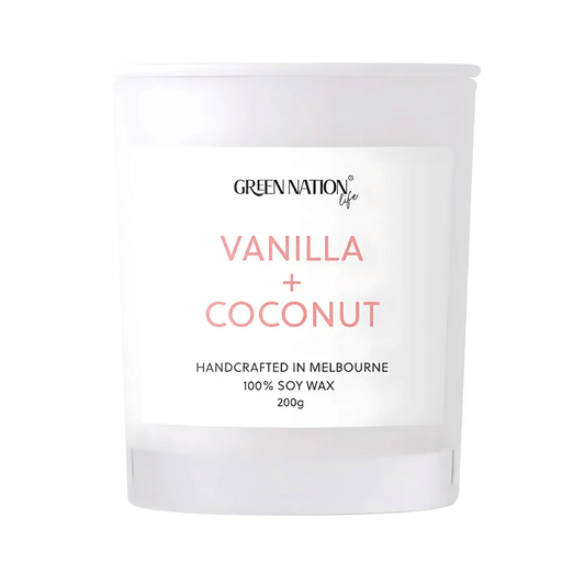 Green Nation Life Soy Wax Candle - Vanilla + Coconut 200g