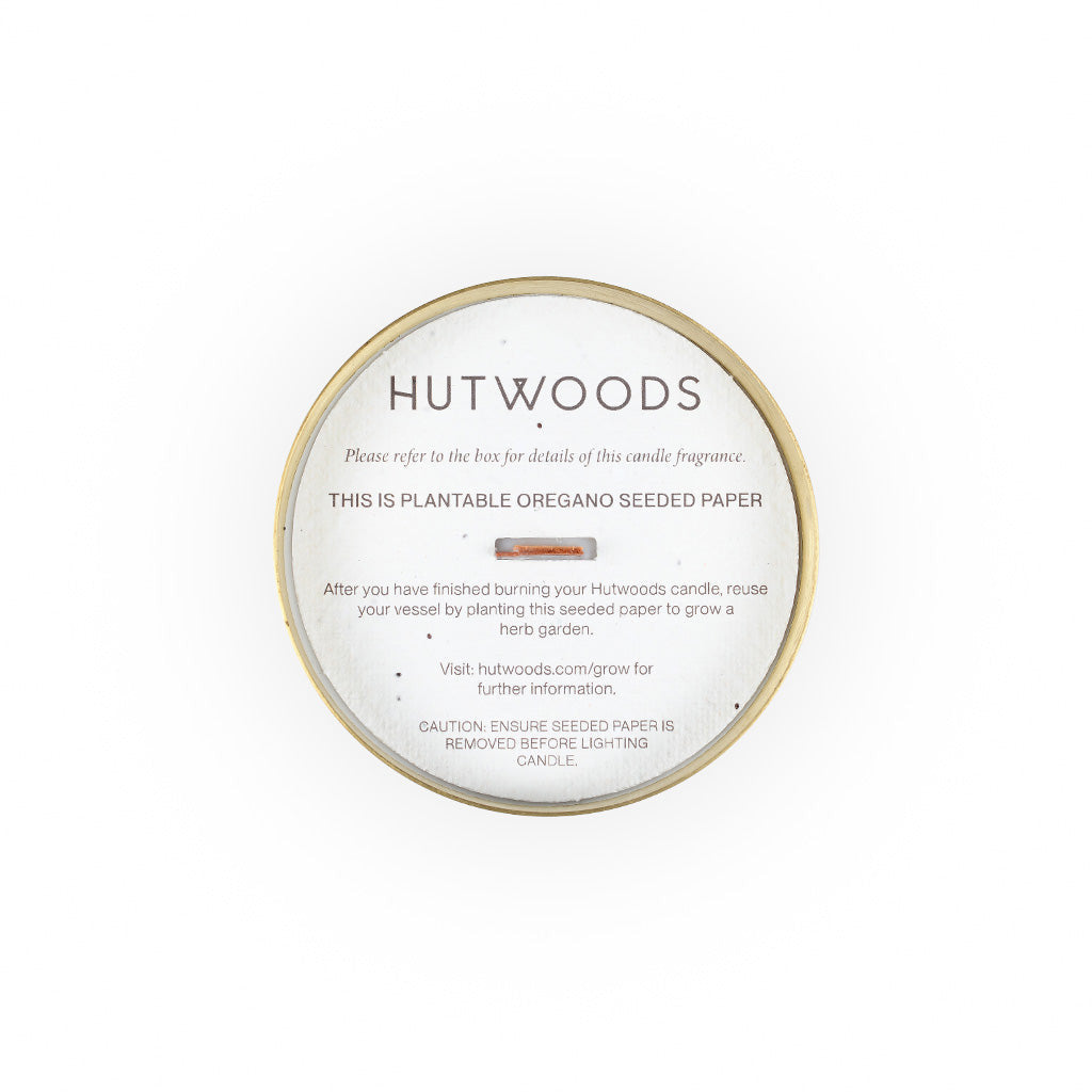 Hutwoods Cedar Leaf & Vanilla Bean Brass Vessel Candle Extra Large 200+ Hours Burn Time lifestyle image 2