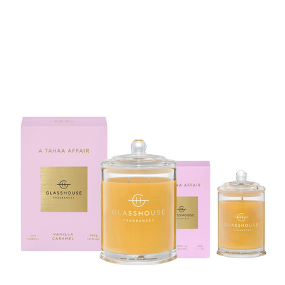 Glasshouse Fragrances A Tahaa Affair Candle & Mini Candle DUO (worth $78)