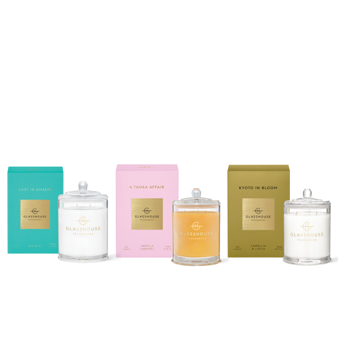 Glasshouse Fragrances Candle Trio (worth $165)