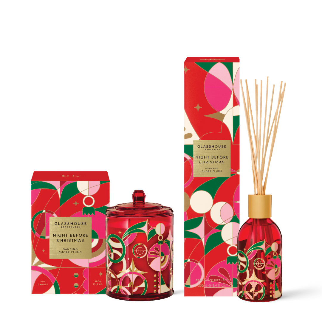 Glasshouse Fragrances Night Before Christmas Bundle - Candle 380g & Diffuser 250mL (worth $120)