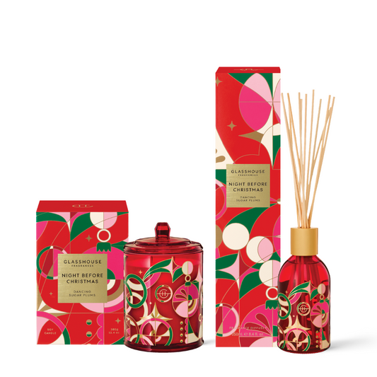 Glasshouse Fragrances Night Before Christmas Bundle - Candle 380g & Diffuser 250mL (worth $120)