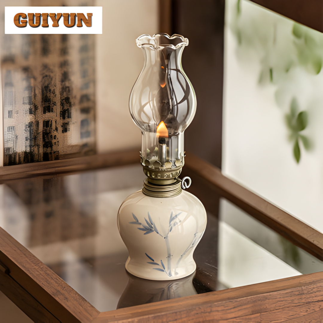 Hand-Drawn Flowers Kerosene Lamp Style Candle Holder