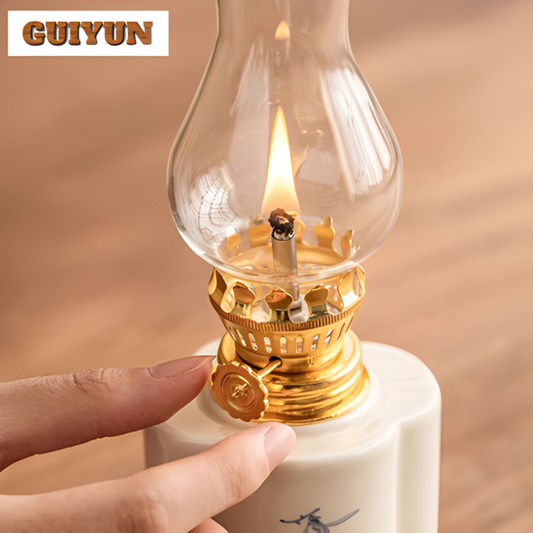Hand-Drawn Flowers Kerosene Lamp Style Candle Holder