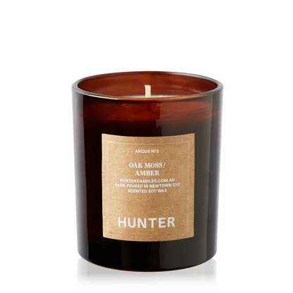 Hunter Oak Moss, Amber Soy Candle - Angus