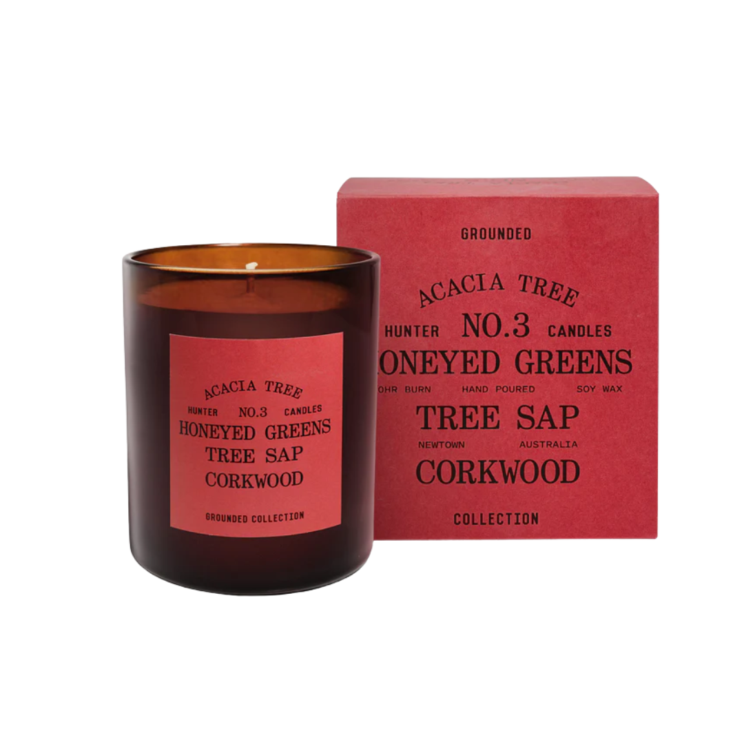 Hunter No. 3 Acacia Tree Soy Candle Honeyed Greens, Tree Sap, Corkwood