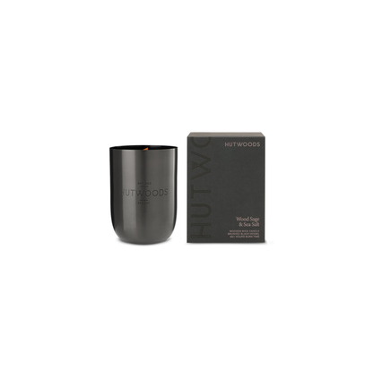Hutwoods Wood Sage & Sea Salt Matte Black Vessel Candle 375g 80+ Hours Burn Time