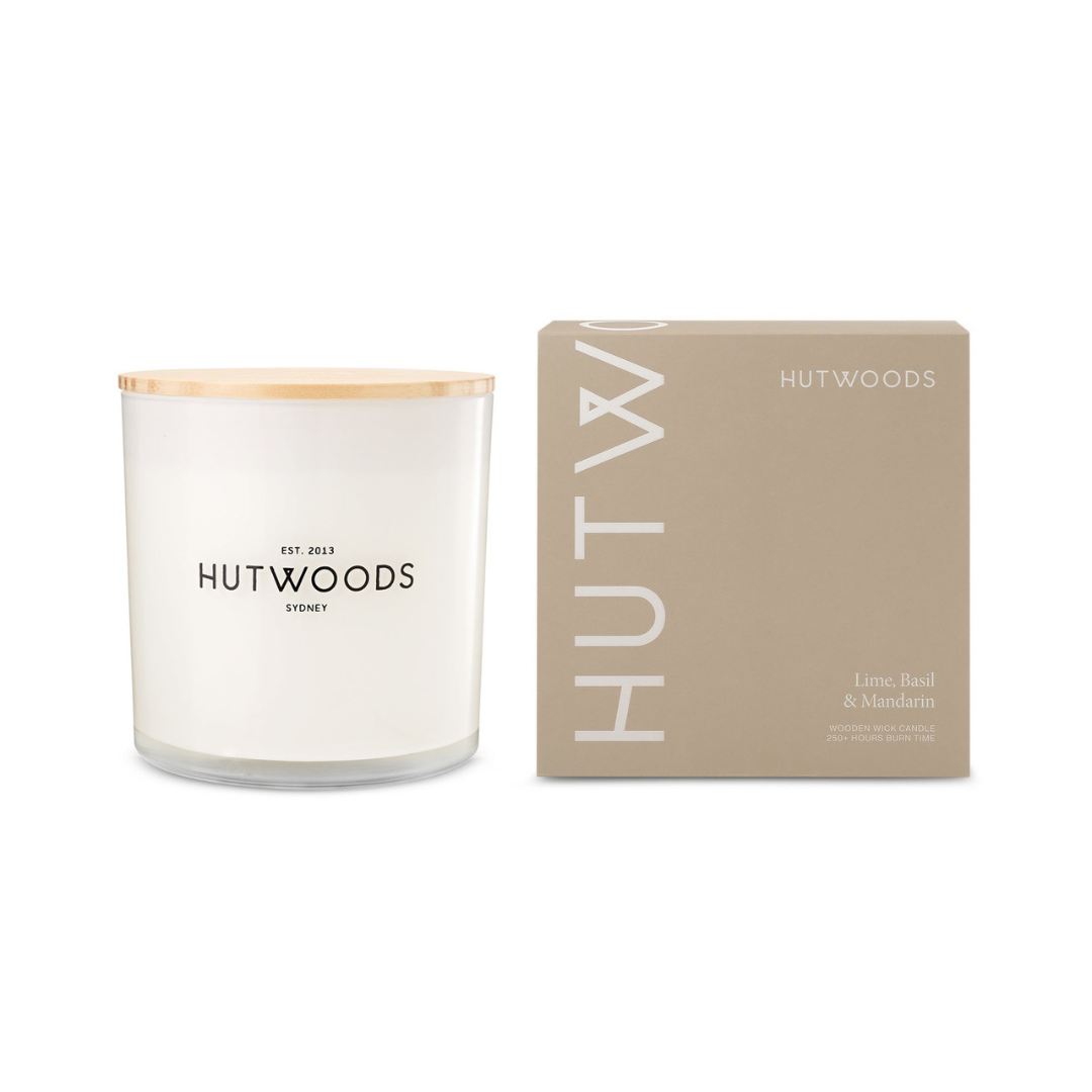 Hutwoods Lime, Basil & Mandarin Candle Extra Large 250+ Hours Burn Time