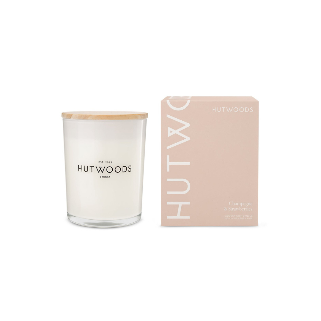 Hutwoods Champagne & Strawberries Candle Large 100+ Hours Burn Time