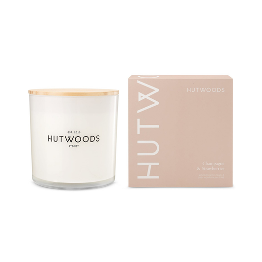 Hutwoods Champagne & Strawberries Candle Extra Large 250+ Hours Burn Time