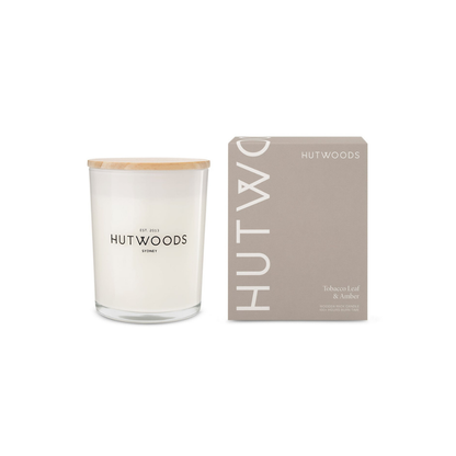 Hutwoods Tobacco Leaf & Amber Candle Large 100+ Hours Burn Time