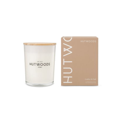 Hutwoods Leather & Oud Candle Large 100+ Hours Burn Time