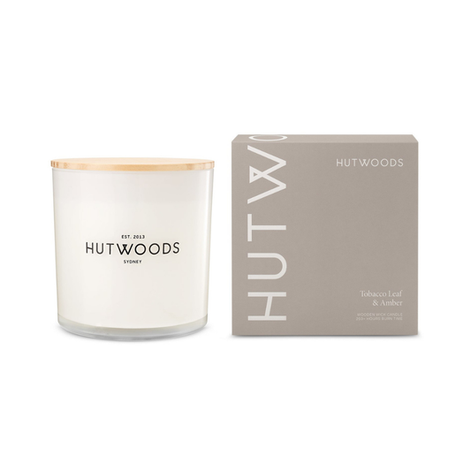 Hutwoods Leather & Oud Candle Extra Large 250+ Hours Burn Time
