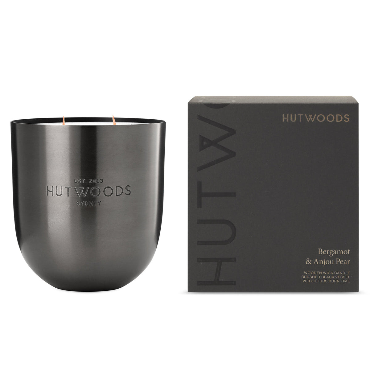 Hutwoods Wood Sage & Sea Salt Matte Black Vessel Candle Extra Large 200+ Hours Burn Time