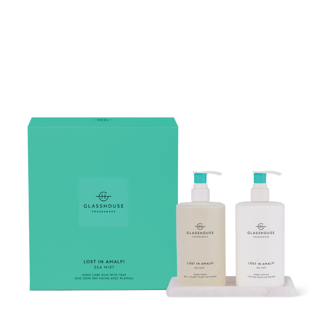 Glasshouse Fragrances Lost in Amalfi Sea Mist Hand Wash, Hand Lotion & Tray Set