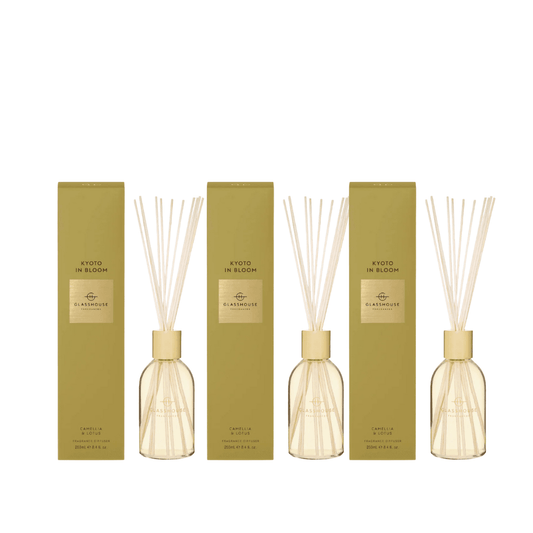 Glasshouse Fragrances Kyoto in Bloom Diffuser Bundle x 3 (worth $165)