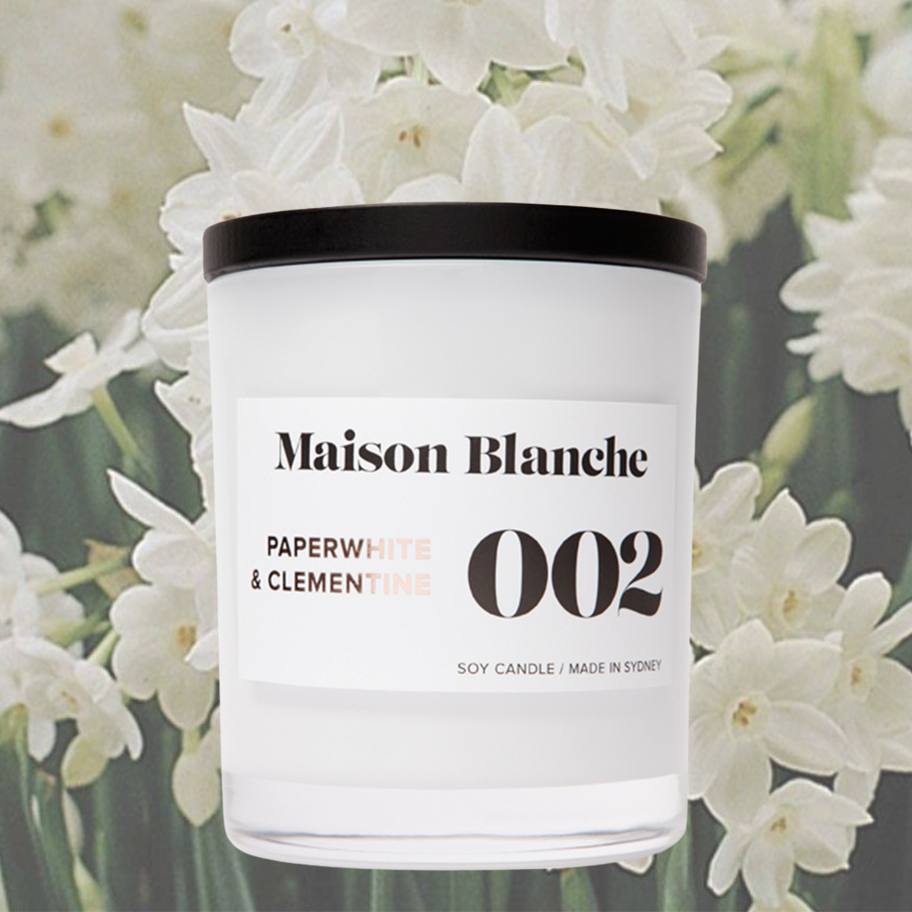 Maison Blanche 002 Paperwhite & Clementine Large Candle 400g – official Maison Blanche product image 3