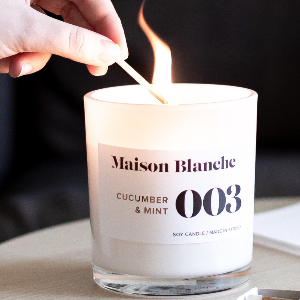 Maison Blanche 003 Cucumber & Mint Large Candle 400g – official Maison Blanche product image 6