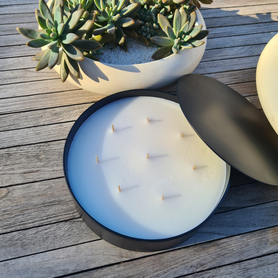 SANJULA Powder Coated Tin Statement Candle | White Wax 3kg - The Gift Company