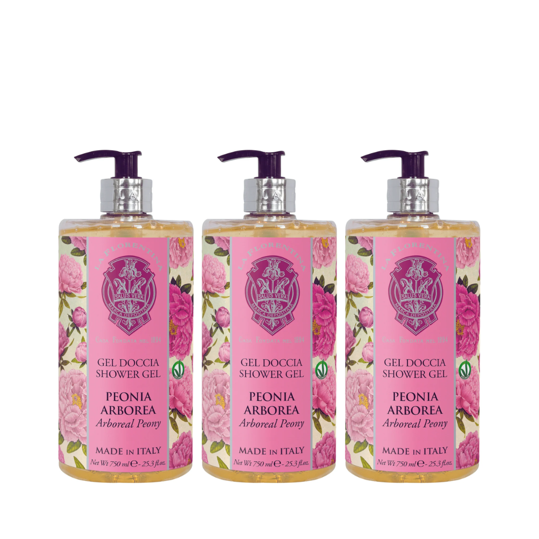 La Florentina Arboreal Peony Shower Gel 750mL (Set of 3)