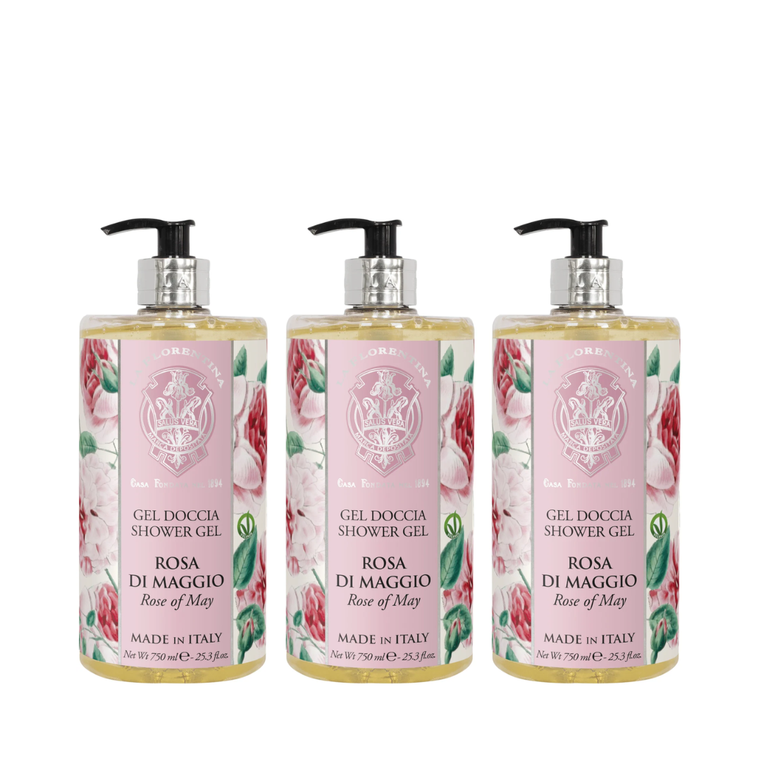 La Florentina Rose of May Shower Gel 750mL Set of 3pcs