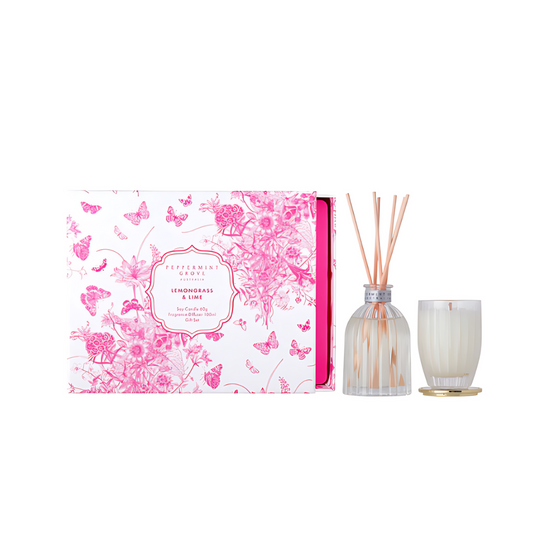 Peppermint Grove - Lemongrass & Lime Candle & Diffuser Gift Set