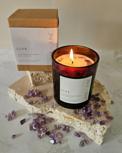 Jade + June Luna Crystal-Infused Soy Candle – 45hr Burn supplier image 2