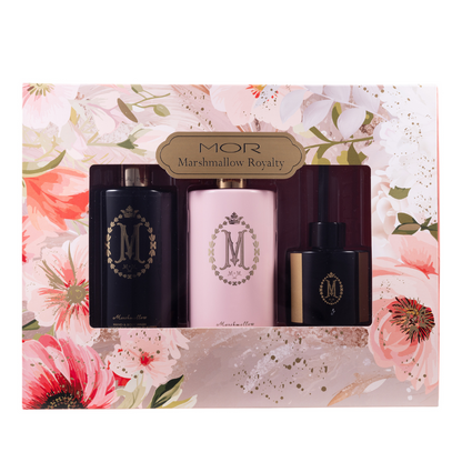 MOR Marshmallow Royalty Gift Set (Hand & Body Wash & Milk, Reed Diffuser)