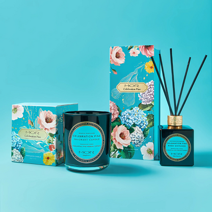 MOR Celebration Pine Deluxe Candle 380g & Diffuser 180mL Bundle (worth $100)