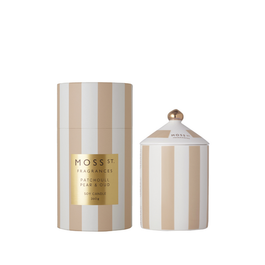 MOSS ST Ceramics Patchouli, Pear & Oud Soy Candle 360g
