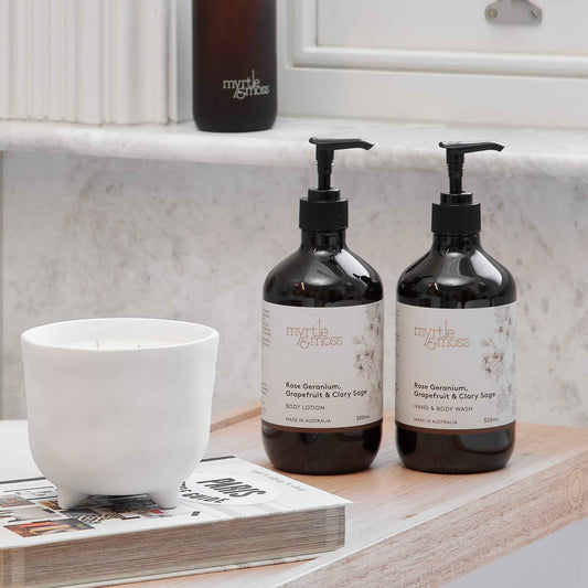 Myrtle & Moss Mandarin, Lemon Myrtle & Orange Peel Hand & Body Wash & Body Lotion Bundle