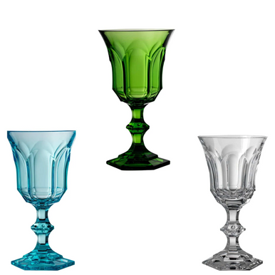 Mario Luca Giusti Victoria Albert Set of 3 Goblets Green, Clear, Turquoise