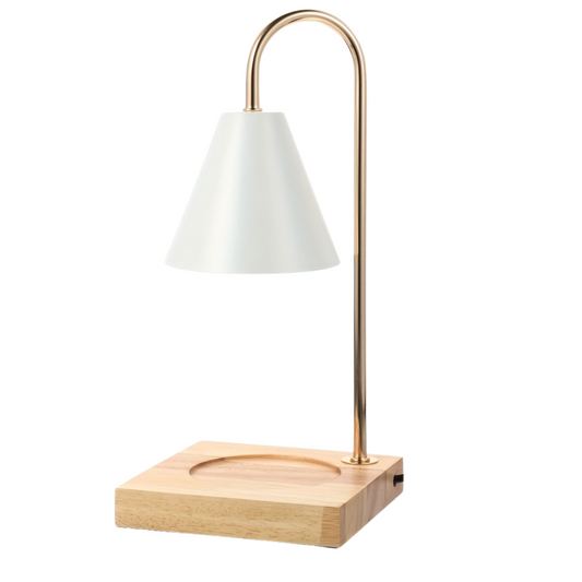 Modern LED Desk Lamp with Wooden Accent Sleek White Finish