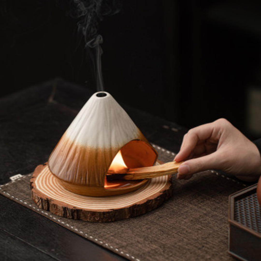 Mount Fuji Incense Burner Ceramic Fireplace Aromatherapy Holder