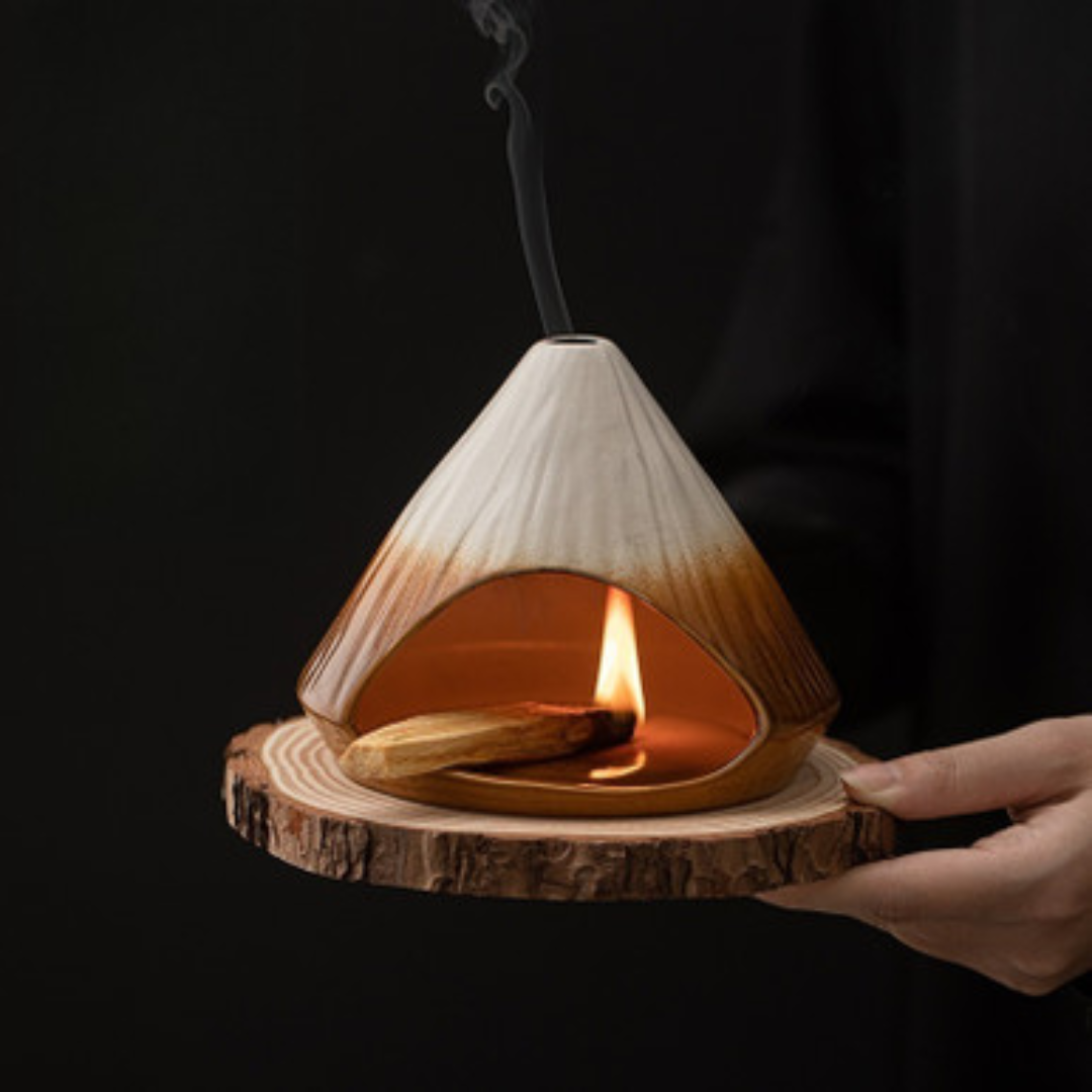 Mount Fuji Incense Burner Ceramic Fireplace Aromatherapy Holder