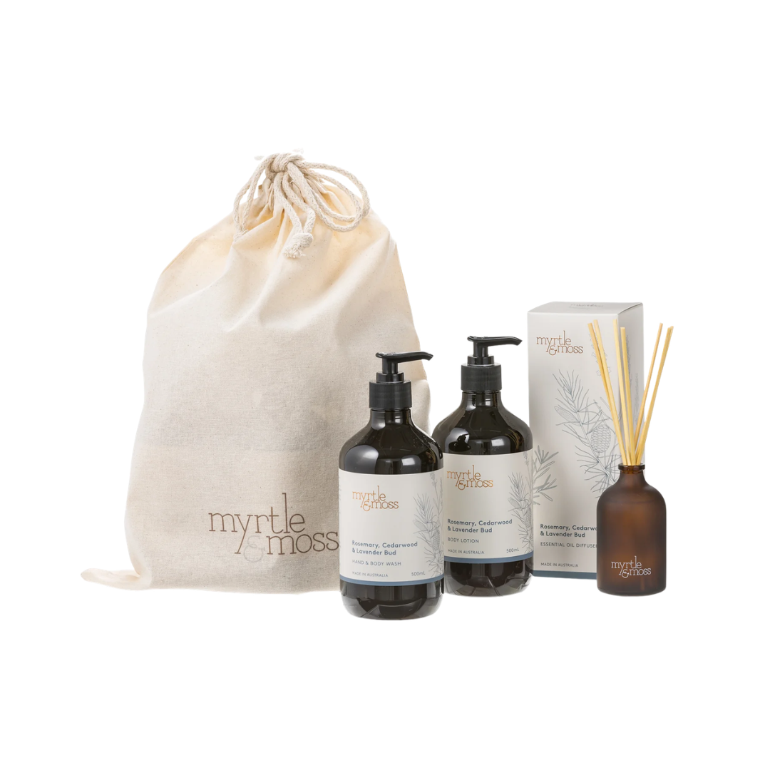 Myrtle & Moss Bathroom Bliss Bundle Rosemary, Cedarwood & Lavender Bud
