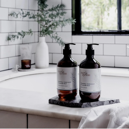 Myrtle & Moss Bathroom Bliss Bundle Rosemary, Cedarwood & Lavender Bud - The Perfume Company