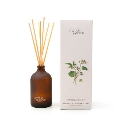 Myrtle & Moss Signature Essential Oil Diffuser Bergamot Rind, Tangerine & Geranium Leaf 125mL
