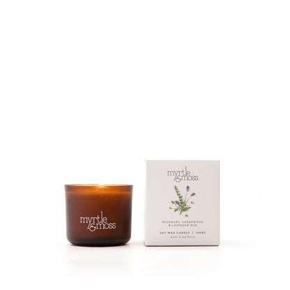 Myrtle & Moss Signature Soy Wax Candle Rosemary, Cedarwood & Lavender Bud 16-Hour