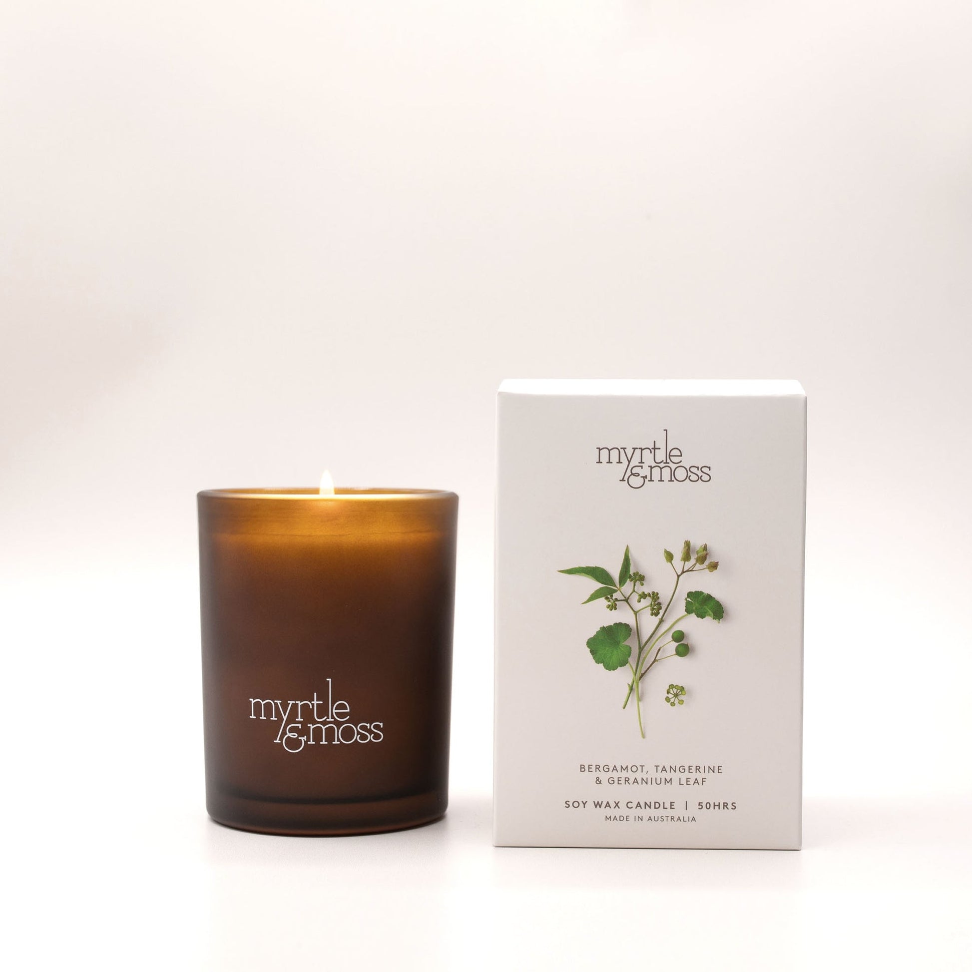 Myrtle & Moss Signature Candle Bergamot Rind, Tangerine & Geranium Leaf 50-Hour