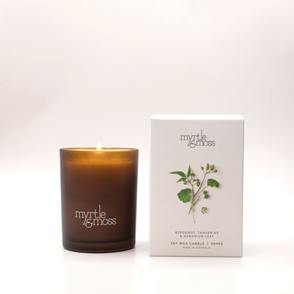 Myrtle & Moss Signature Candle Bergamot Rind, Tangerine & Geranium Leaf 50-Hour